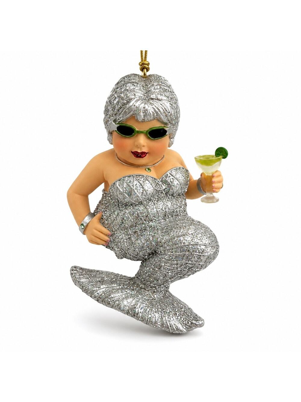 December Diamonds 2008 Retired Margarita Silver Mermaid Ornament Silver Glitter